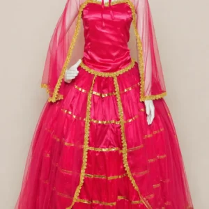 Vestido Pomba Gira em Cetim e Tule com Brilho – Saia Dupla 7 Metros e Capa em Tule