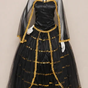 Vestido Pomba Gira com Brilho – Saia Dupla 7 Metros e Capa em Tule