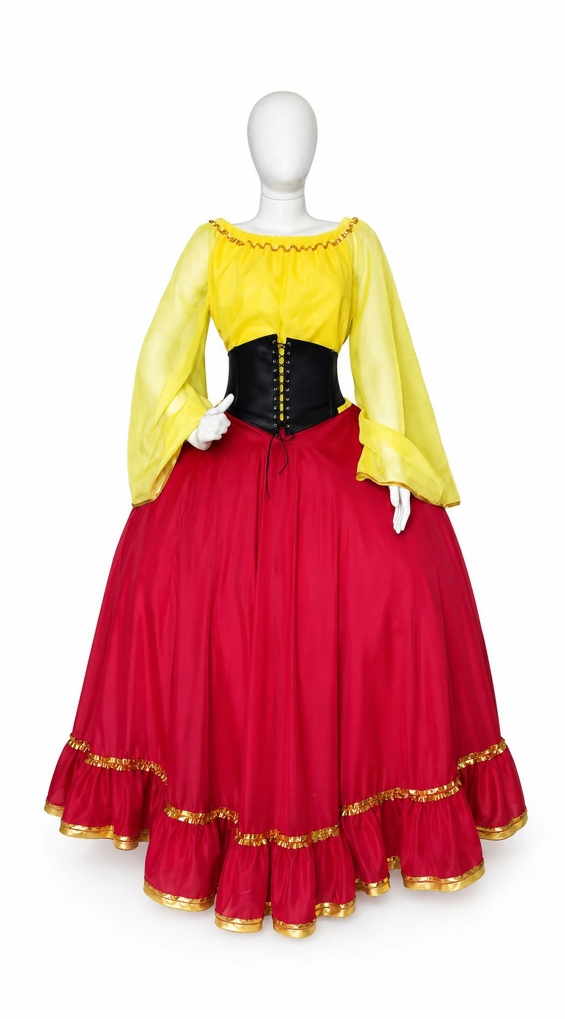 Conjunto Cigana Luxo – Saia 7 Metros com Corset Ajustável e Detalhes Dourados